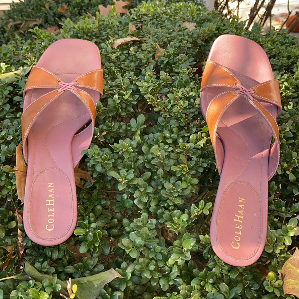 Cole Haan Tan/Pink Slip-on Sandals